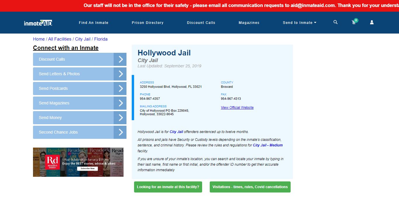 Hollywood Jail | Inmate Locator