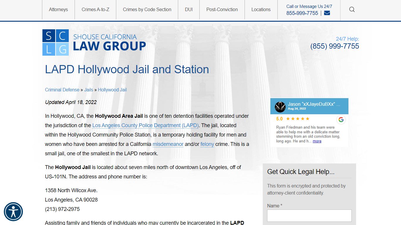 The Hollywood Jail | Information Re Bail & Visiting Inmates