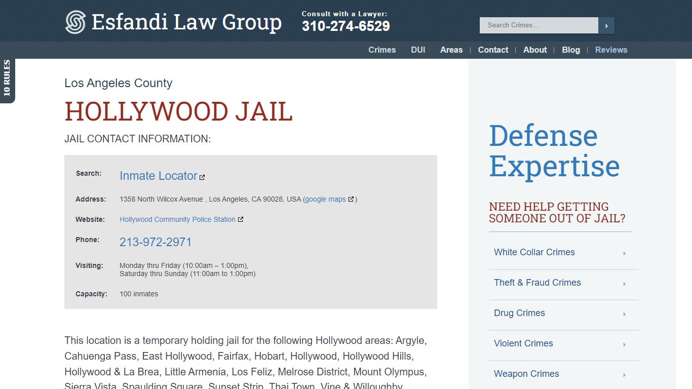 Hollywood Jail - Los Angeles County | Criminal Defense Attorney