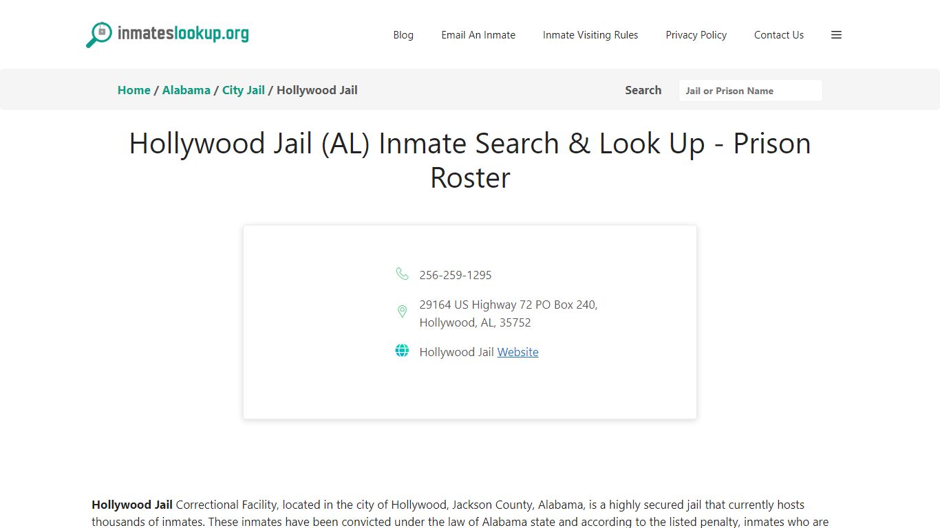 Hollywood Jail (AL) Inmate Search & Look Up - Prison Roster