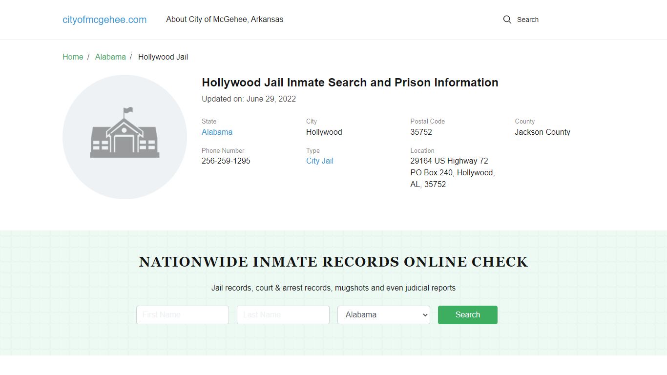 Hollywood Jail Inmate Search and Prison Information